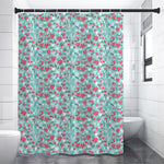 Valentine's Day Heart And Flower Print Shower Curtain