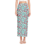 Valentine's Day Heart And Flower Print Side Slit Maxi Skirt