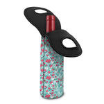 Valentine's Day Heart And Flower Print Single Neoprene Wine Tote