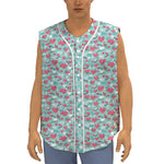 Valentine's Day Heart And Flower Print Sleeveless Baseball Jersey