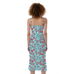 Valentine's Day Heart And Flower Print Slim Fit Midi Cami Dress