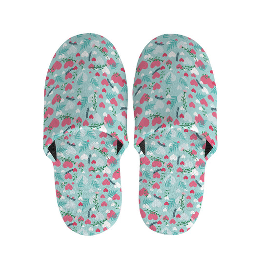 Valentine's Day Heart And Flower Print Slippers