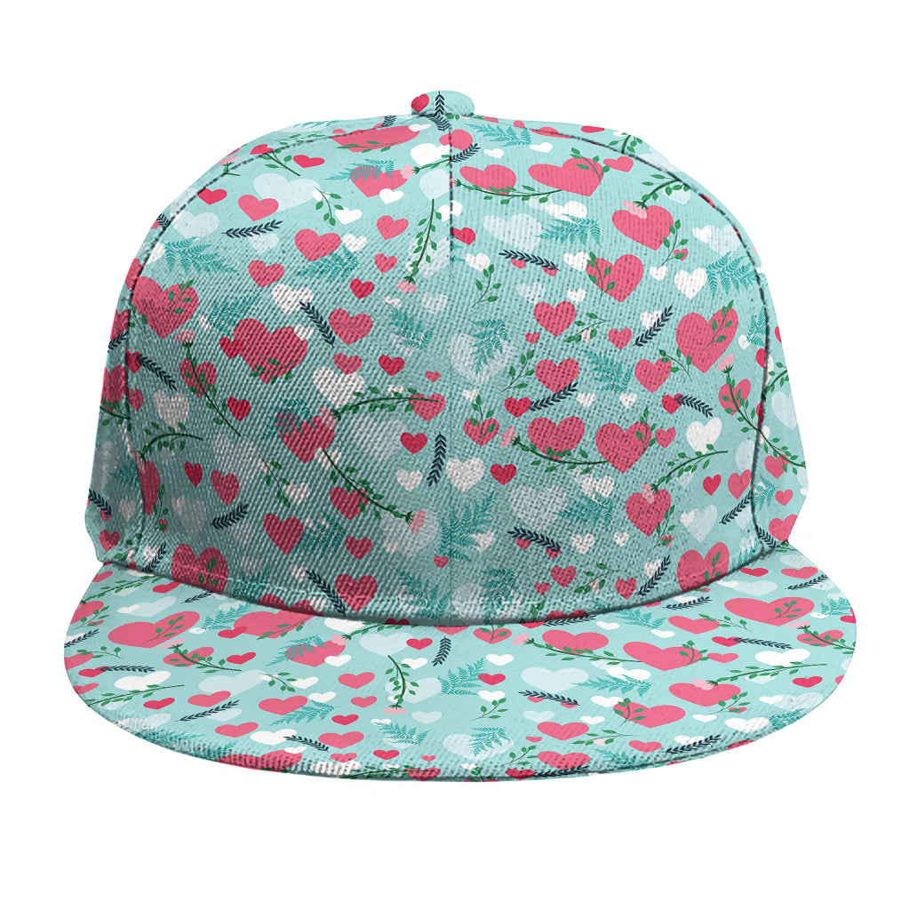 Valentine's Day Heart And Flower Print Snapback Cap