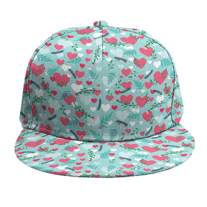 Valentine's Day Heart And Flower Print Snapback Cap