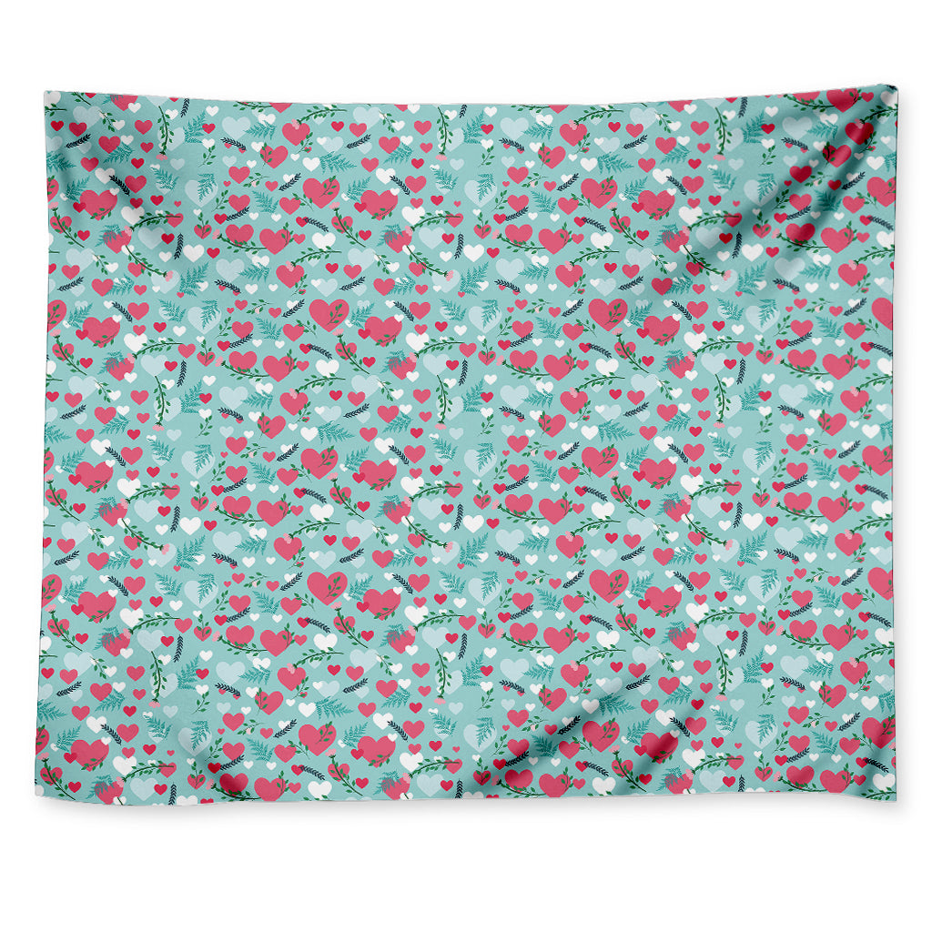 Valentine's Day Heart And Flower Print Tapestry