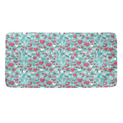 Valentine's Day Heart And Flower Print Towel