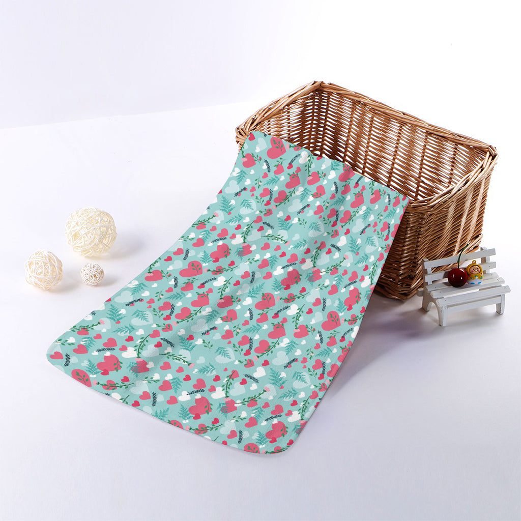 Valentine's Day Heart And Flower Print Towel