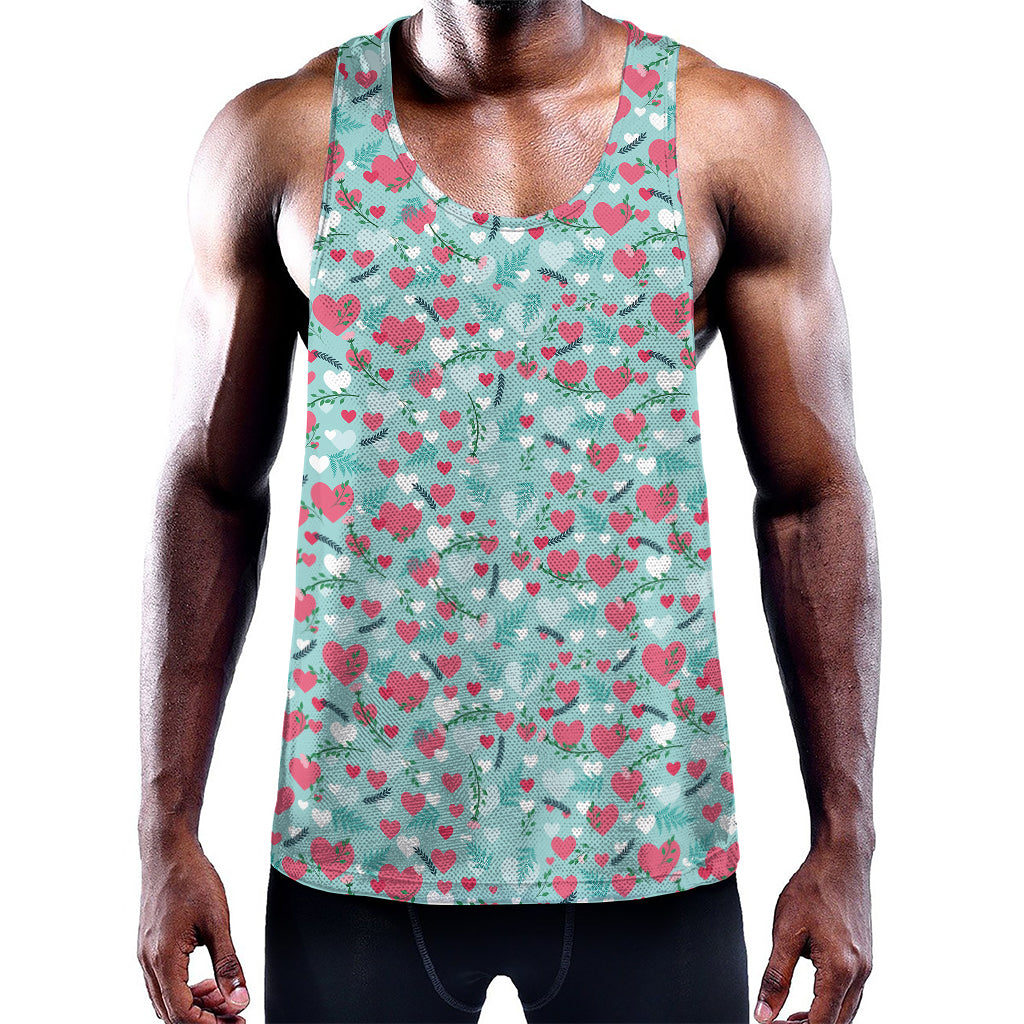Valentine's Day Heart And Flower Print Training Tank Top