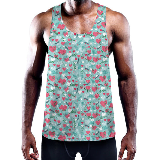 Valentine's Day Heart And Flower Print Training Tank Top