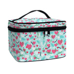 Valentine's Day Heart And Flower Print Travel Makeup Bag
