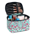 Valentine's Day Heart And Flower Print Travel Makeup Bag