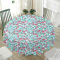 Valentine's Day Heart And Flower Print Waterproof Round Tablecloth