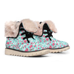 Valentine's Day Heart And Flower Print Winter Boots