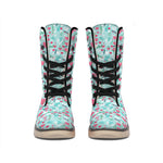 Valentine's Day Heart And Flower Print Winter Boots