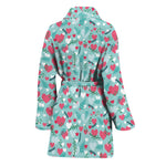 Valentine's Day Heart And Flower Print Women's Bathrobe