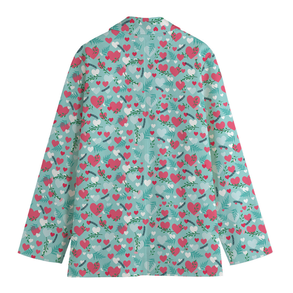 Valentine's Day Heart And Flower Print Women's Blazer