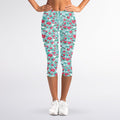Valentine's Day Heart And Flower Print Women's Capri Leggings