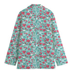 Valentine's Day Heart And Flower Print Women's Cotton Blazer