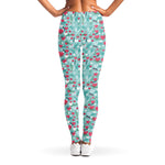 Valentine's Day Heart And Flower Print Women's Leggings