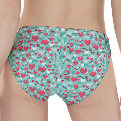 Valentine's Day Heart And Flower Print Women's Panties