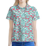 Valentine's Day Heart And Flower Print Women's Polo Shirt
