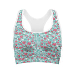 Valentine's Day Heart And Flower Print Women's Sports Bra