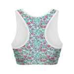 Valentine's Day Heart And Flower Print Women's Sports Bra