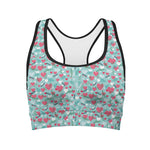 Valentine's Day Heart And Flower Print Women's Sports Bra