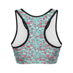 Valentine's Day Heart And Flower Print Women's Sports Bra