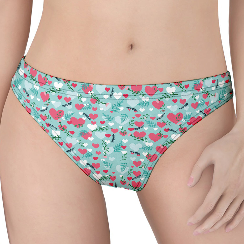 Valentine's Day Heart And Flower Print Women's Thong