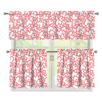 Valentine's Day Heart Pattern Print 3 Piece Kitchen Curtains