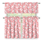 Valentine's Day Heart Pattern Print 3 Piece Kitchen Curtains
