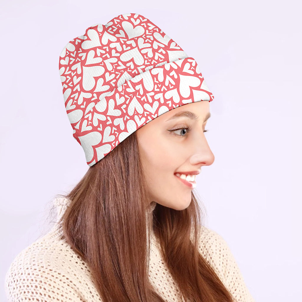 Valentine's Day Heart Pattern Print Beanie