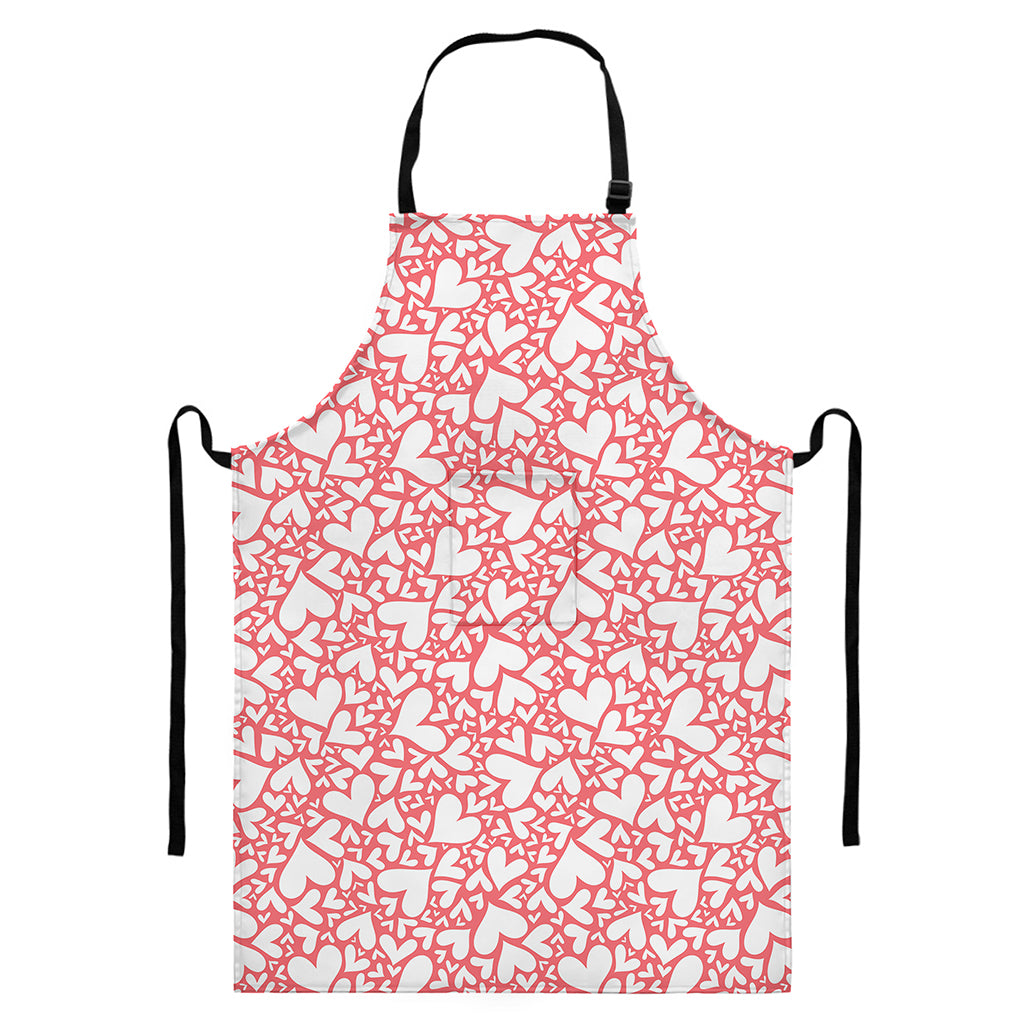Valentine's Day Heart Pattern Print Bib Apron With Pocket