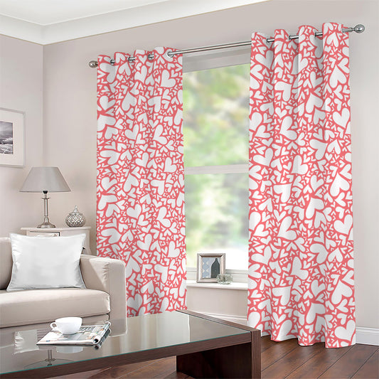 Valentine's Day Heart Pattern Print Blackout Grommet Curtains