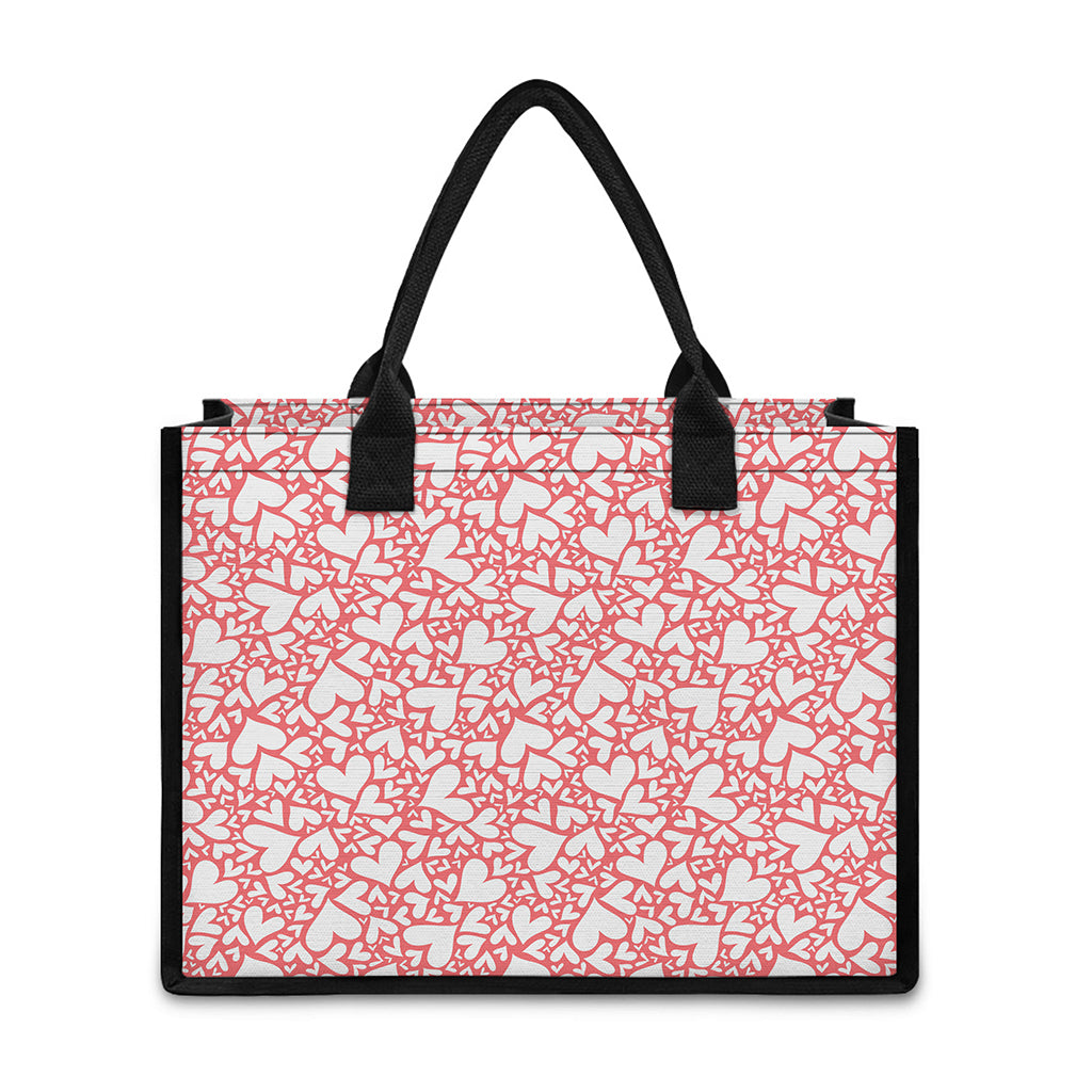 Valentine's Day Heart Pattern Print Canvas Tote Bag