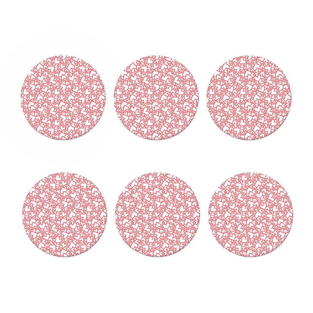 Valentine's Day Heart Pattern Print Coaster Set