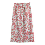 Valentine's Day Heart Pattern Print Cotton Front Slit Maxi Skirt