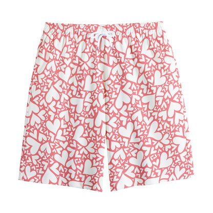 Valentine's Day Heart Pattern Print Cotton Shorts