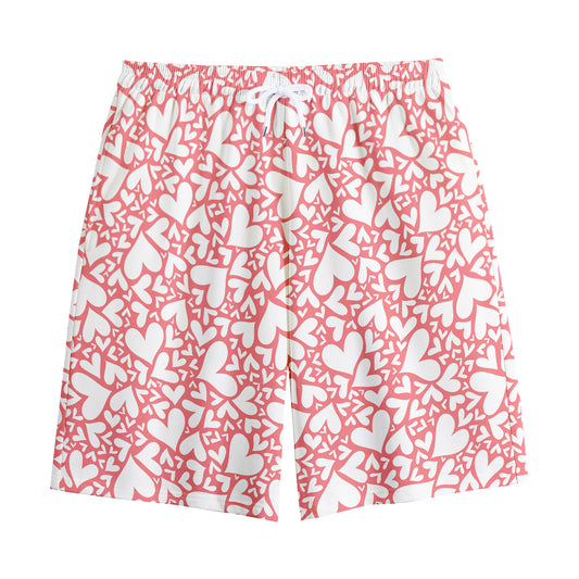 Valentine's Day Heart Pattern Print Cotton Shorts