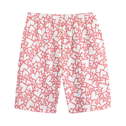 Valentine's Day Heart Pattern Print Cotton Shorts