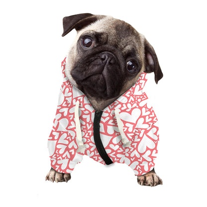 Valentine's Day Heart Pattern Print Dog Zip Up Hoodie