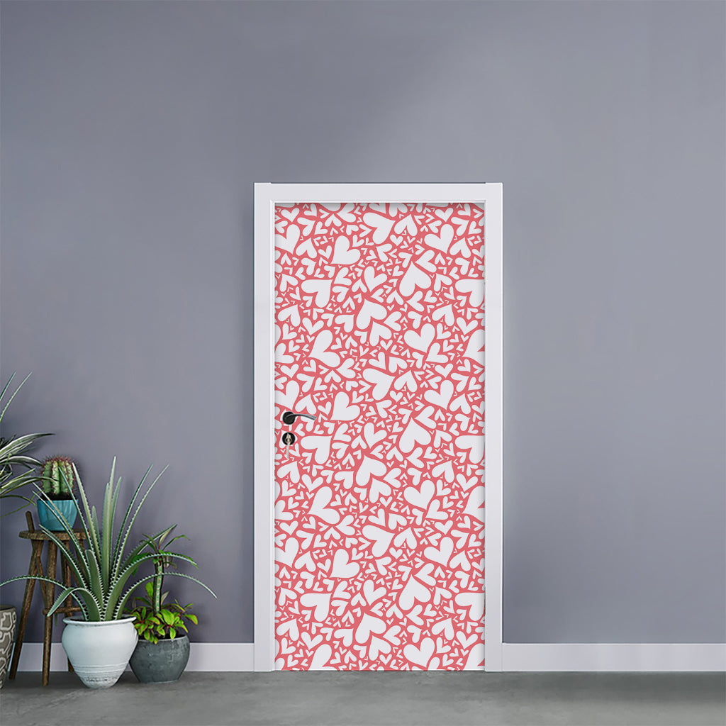 Valentine's Day Heart Pattern Print Door Sticker