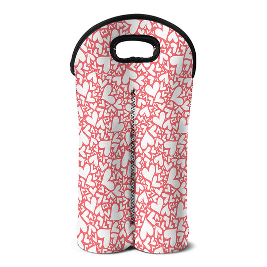 Valentine's Day Heart Pattern Print Double Neoprene Wine Tote
