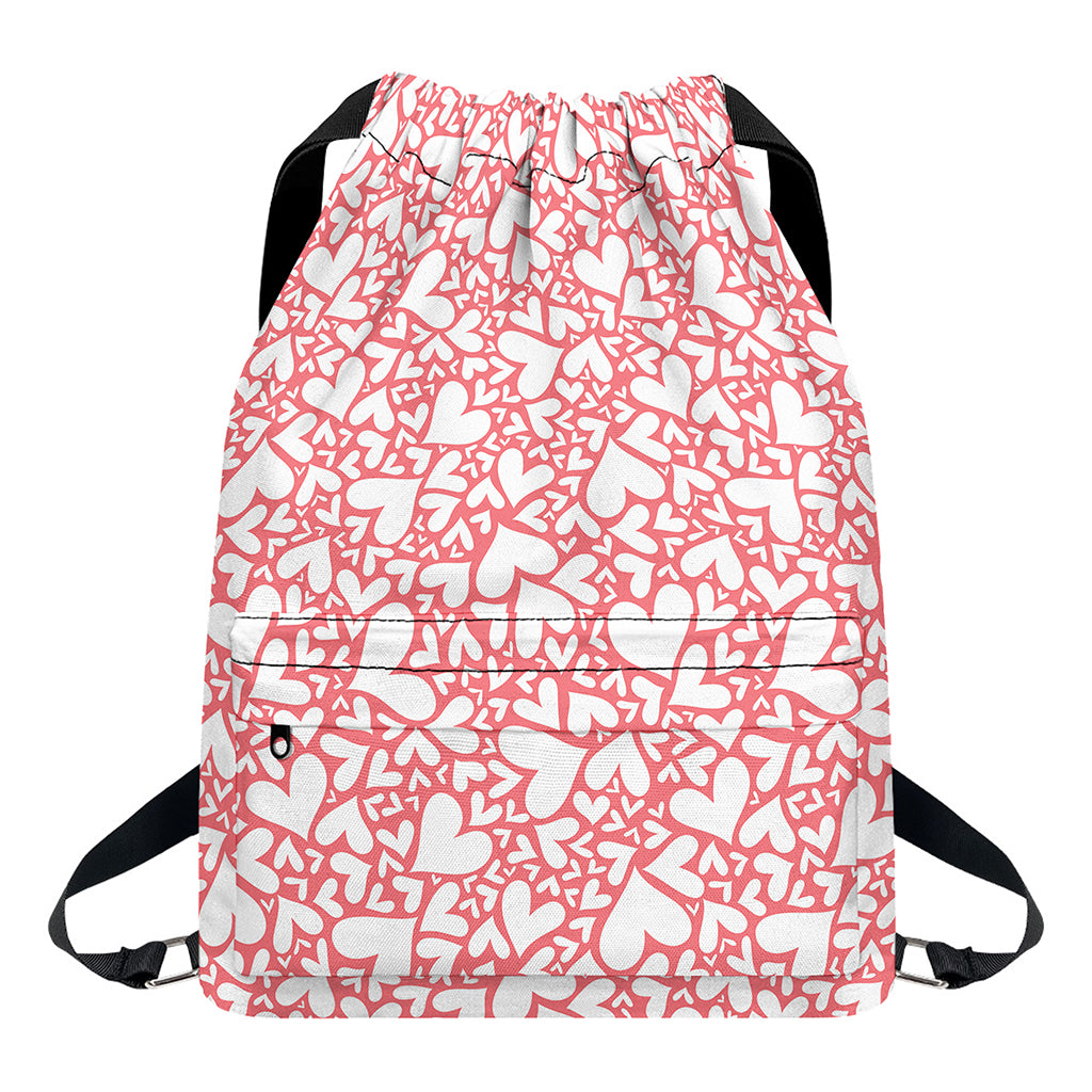 Valentine's Day Heart Pattern Print Drawstring Backpack