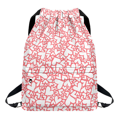 Valentine's Day Heart Pattern Print Drawstring Backpack
