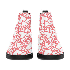 Valentine's Day Heart Pattern Print Flat Ankle Boots