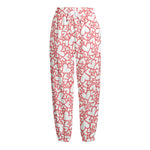 Valentine's Day Heart Pattern Print Fleece Lined Knit Pants