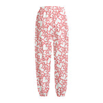 Valentine's Day Heart Pattern Print Fleece Lined Knit Pants