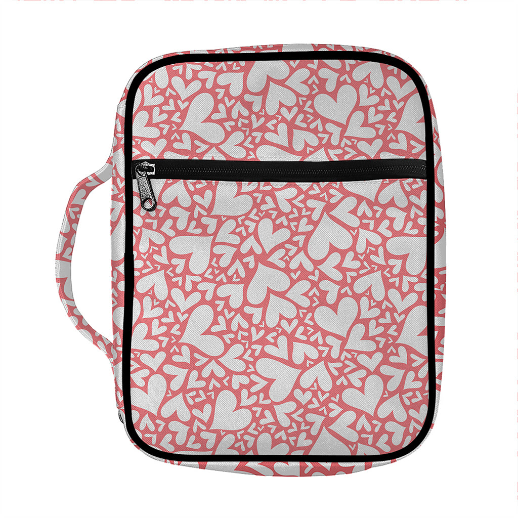Valentine's Day Heart Pattern Print Front Pocket Bible Bag